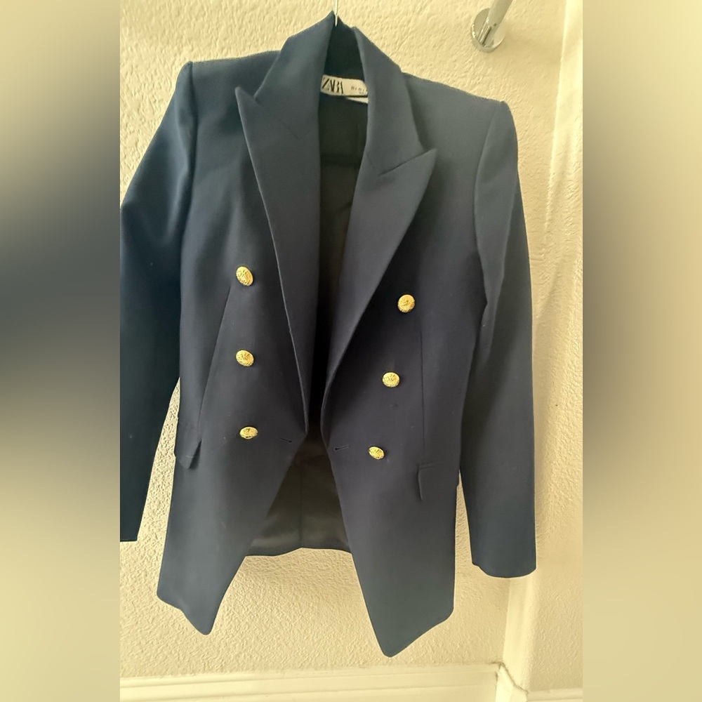 Zara Navy Blazer with Gold Buttons